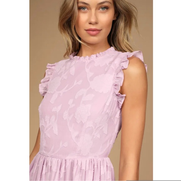 Lulus True As Can Be Lavender Burnout Floral Ruffled Mini Dress - Picture 4 of 16